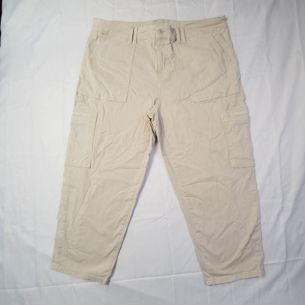 Terra & Sky Women's Cargo Pants Size 18 Tan Khaki Utility Pockets E713